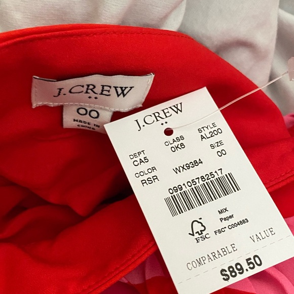 NWT J. Crew Pleated Striped Pink Red Skirt - Picture 5 of 5